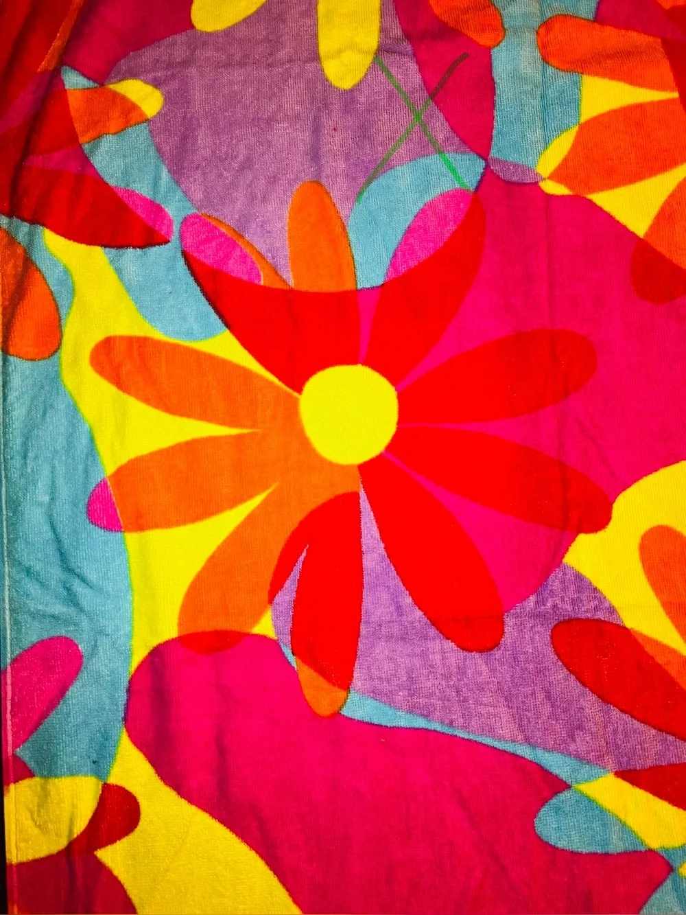Colorful Retro Floral Daisy Beach Towel